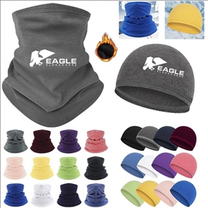 Polar Fleece Hat Windproof Neck Warmer Gaiter Set
